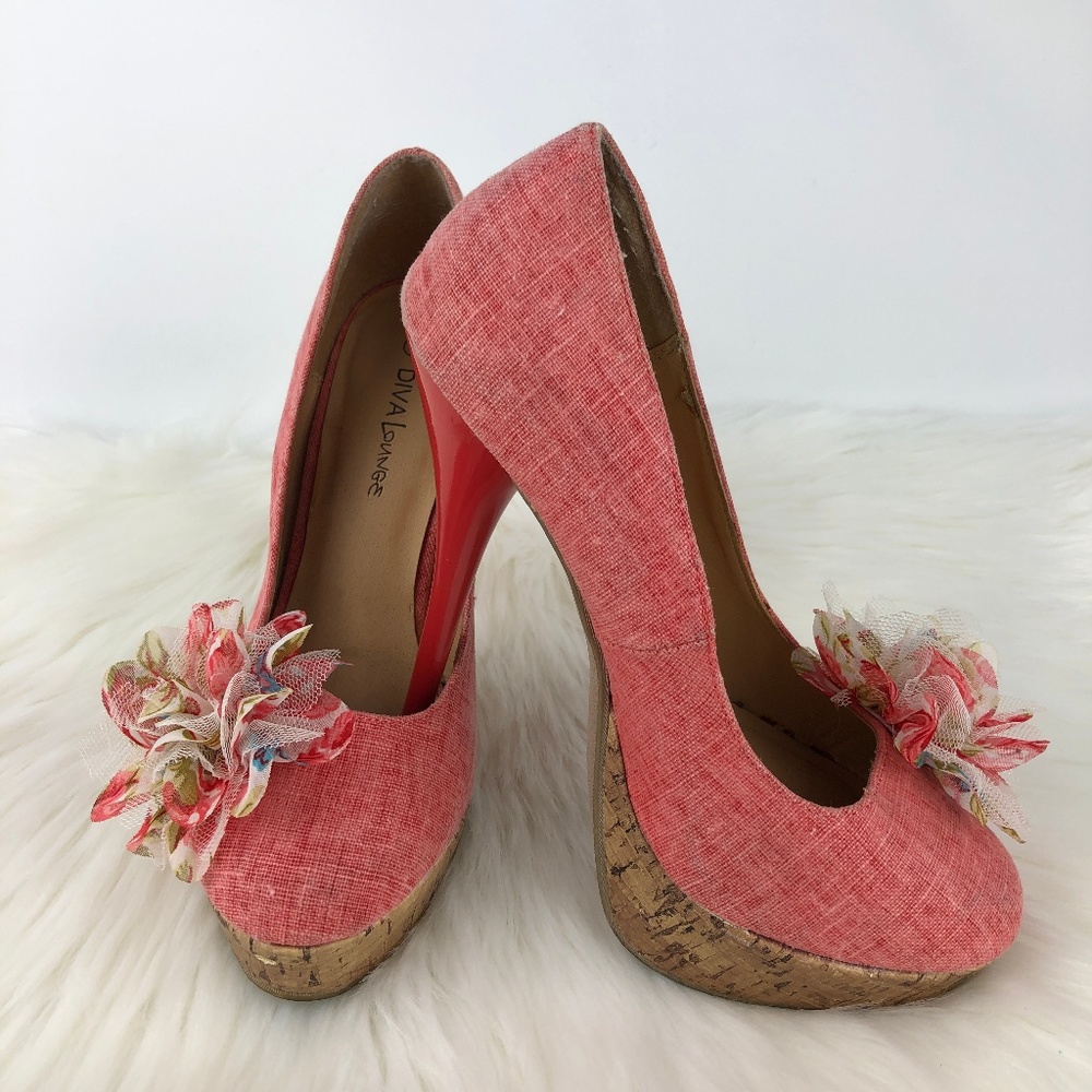 Diva Lounge Womens Peach Shoes Heels Size 7